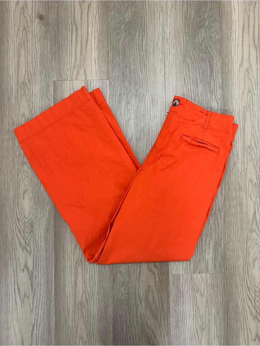 Maeve Anthropologie The Colette Orange Wide Leg Linen Blend Pants Size 31